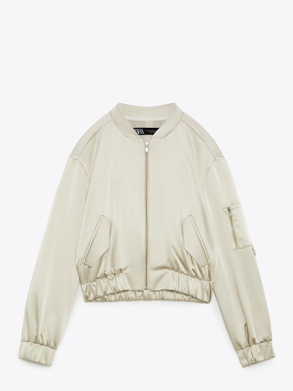 ZARA Cream Satin Bomber Jacket